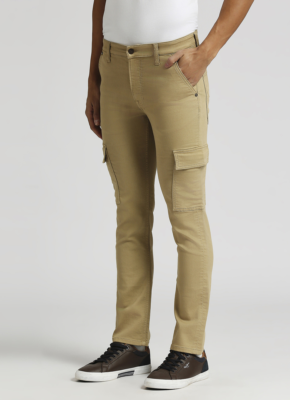 Cargo Straight Mid Rise Green Tinted Jeans, , large image number 5