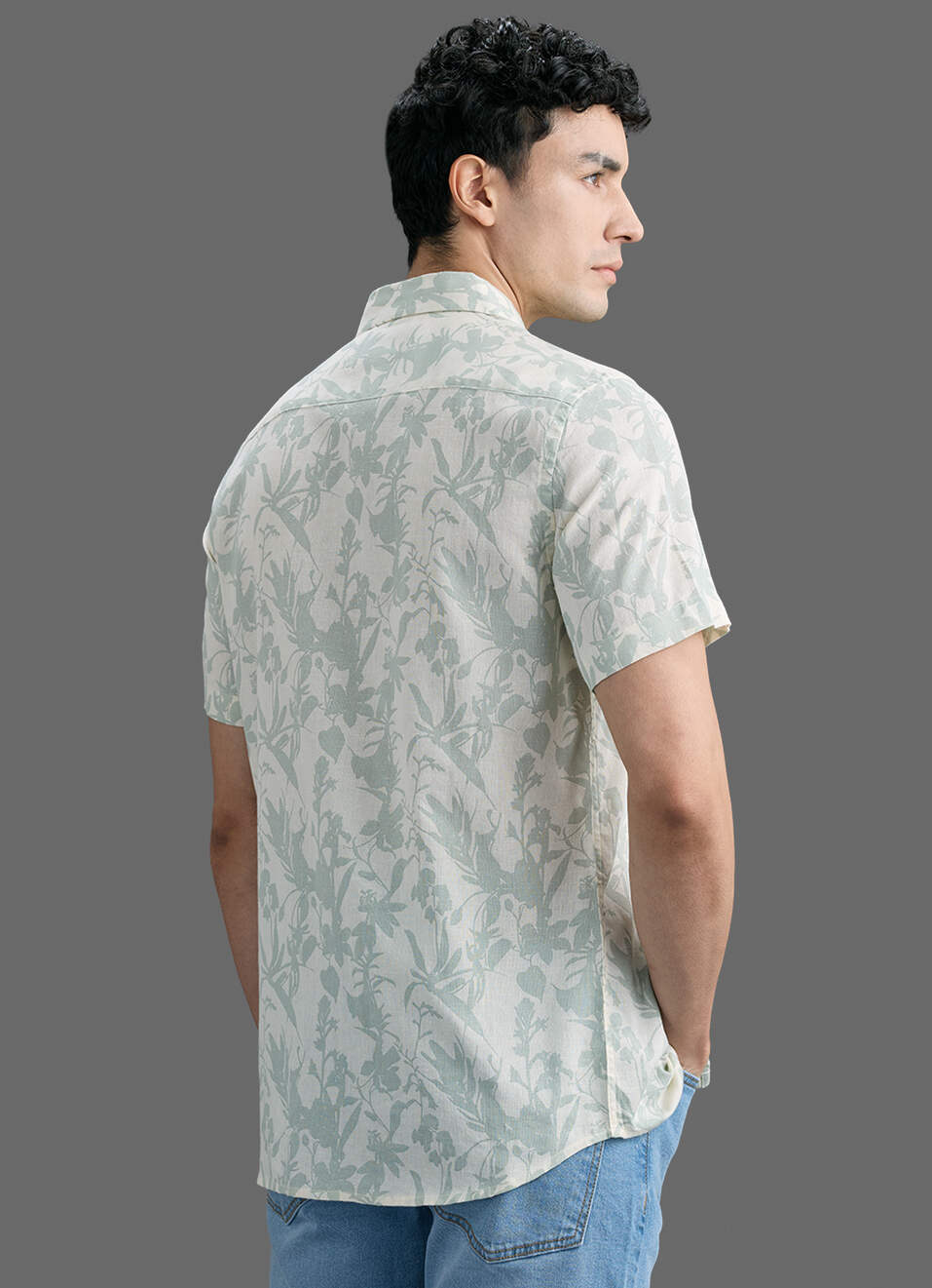 Men Green Printed Short Sleeve Shirt, , large image number 6