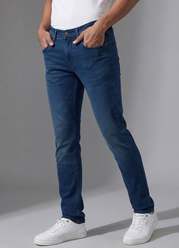 Men Blue Mid Rise Slim Structured Jeans