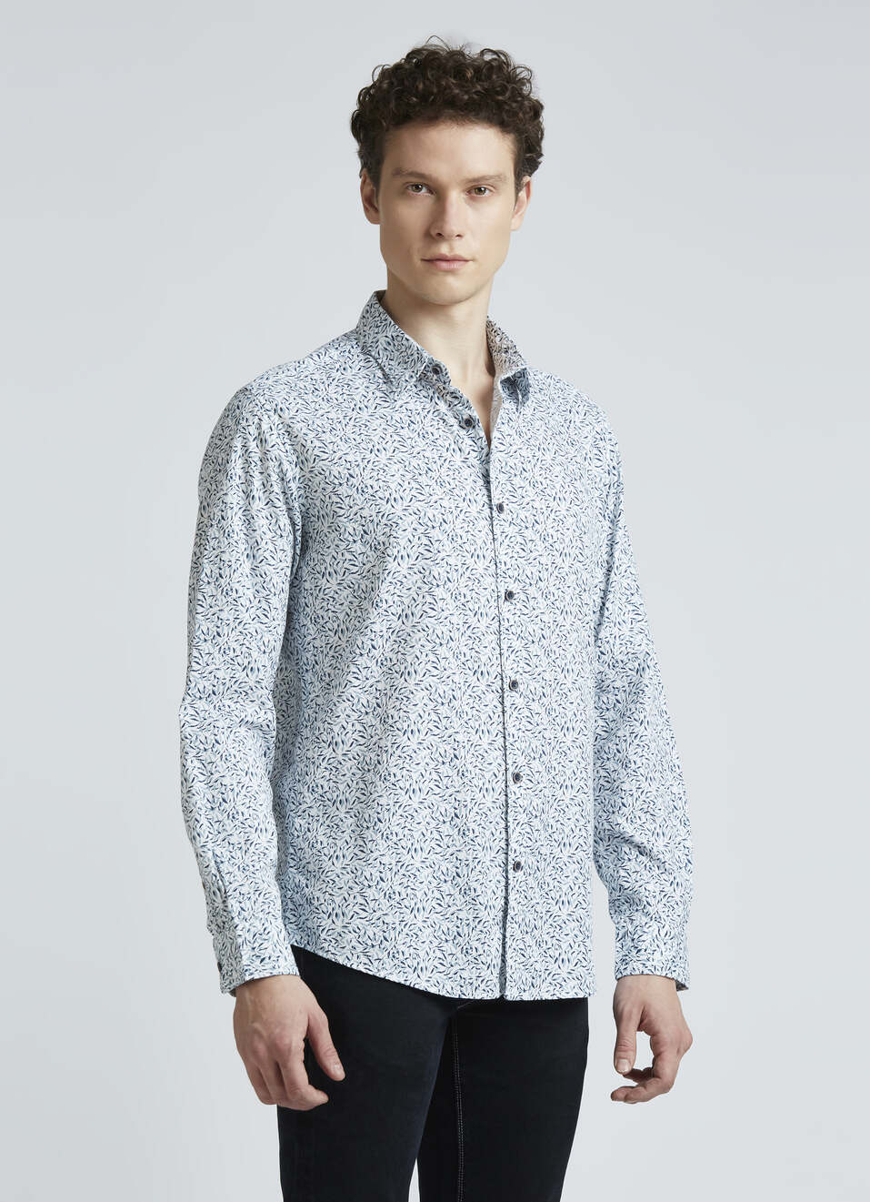 Blue Botanical Print Full Sleeve Shirt, , large image number 3