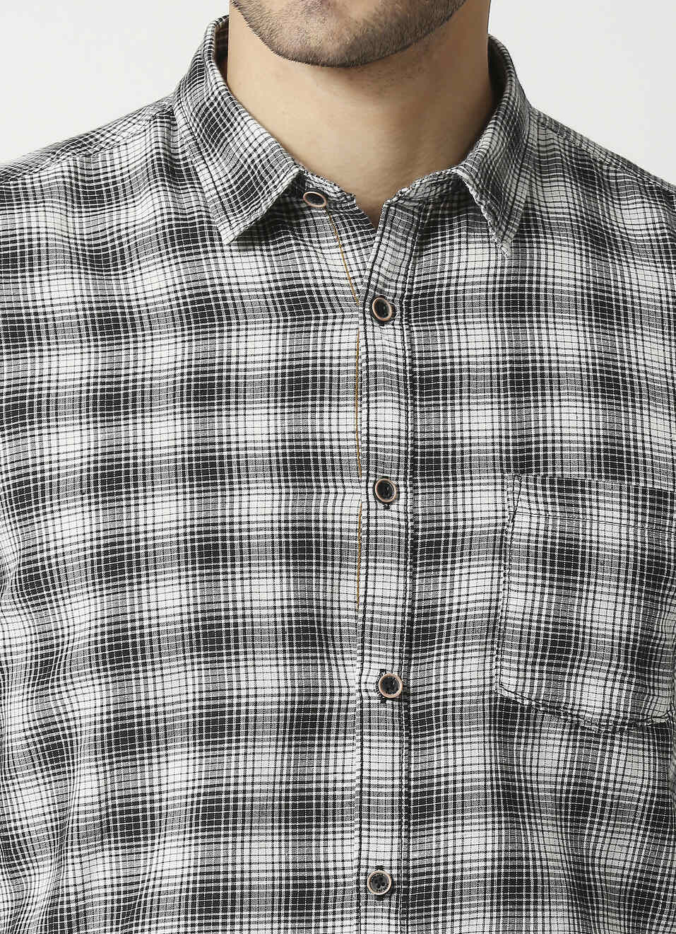 Helicat Cotton Linen Check Shirt, , large image number 4