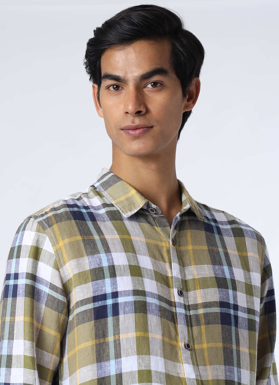 Men Olive Green Regular Fit Checked Casual Shirt, , large image number 4
