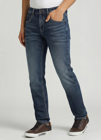 Vapour Dark Blue Low Rise Tapered Jeans