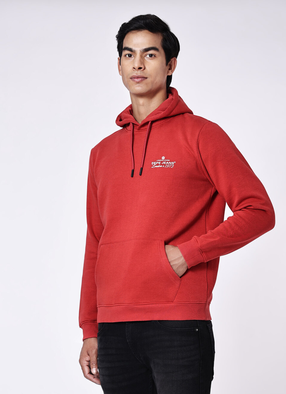 Men Red Back Graphic Print Regular Fit Hoodie, , large image number 3