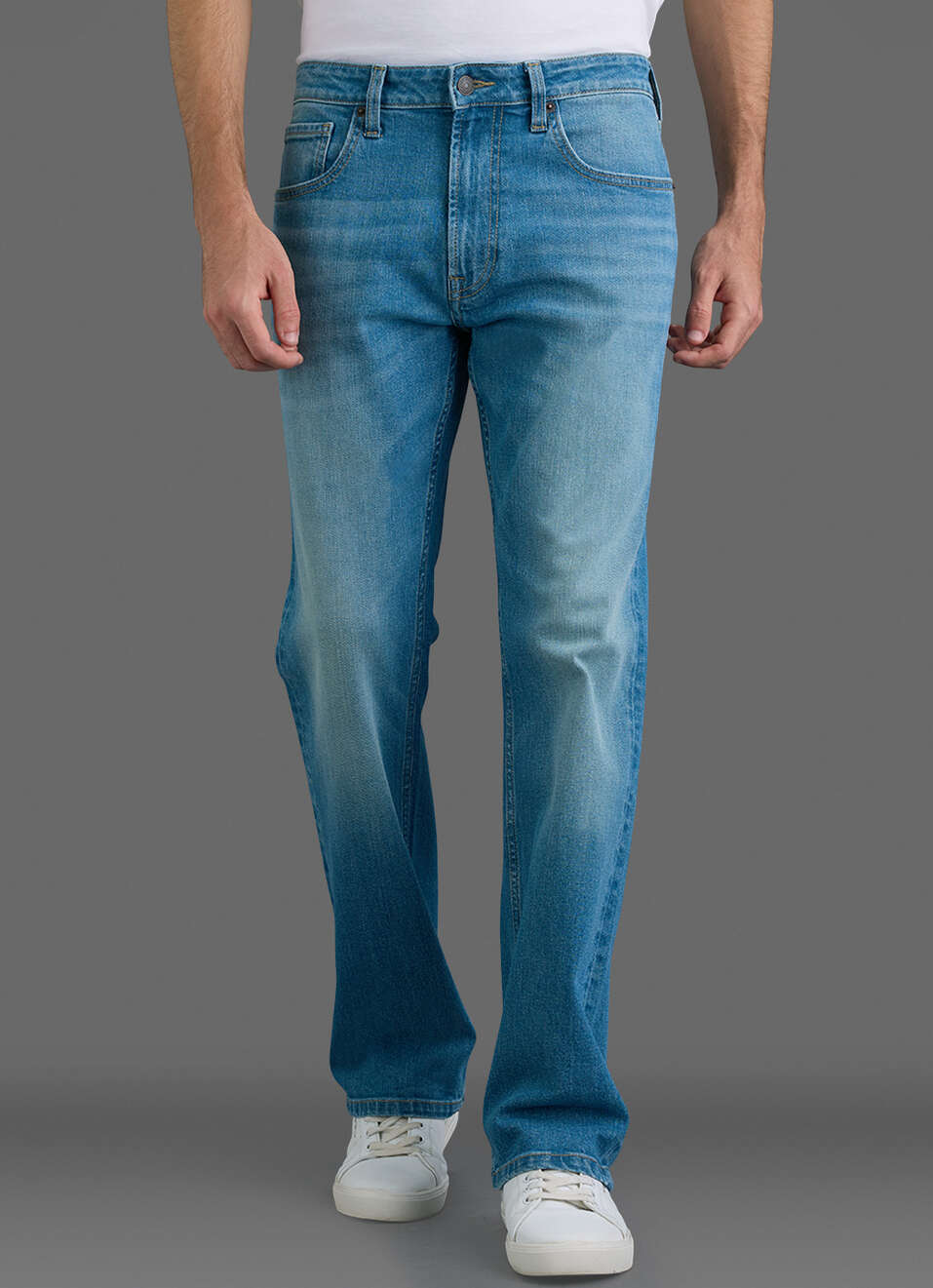 Men Light Wash Stretchable Bootcut Jeans, , large image number 2
