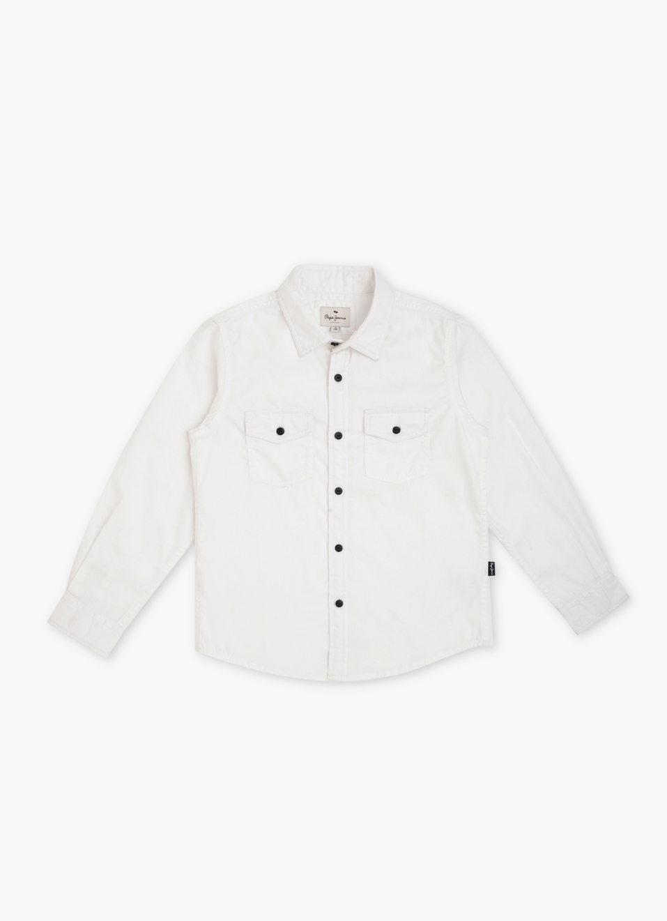 Boys White Solid Long Sleeve Shirt, , large image number 0