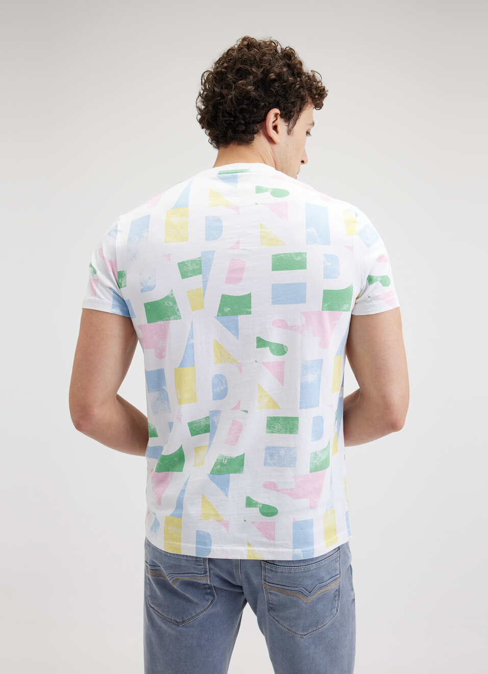 Men White Graphic Print Short Sleeve T-shirt, , large image number 2
