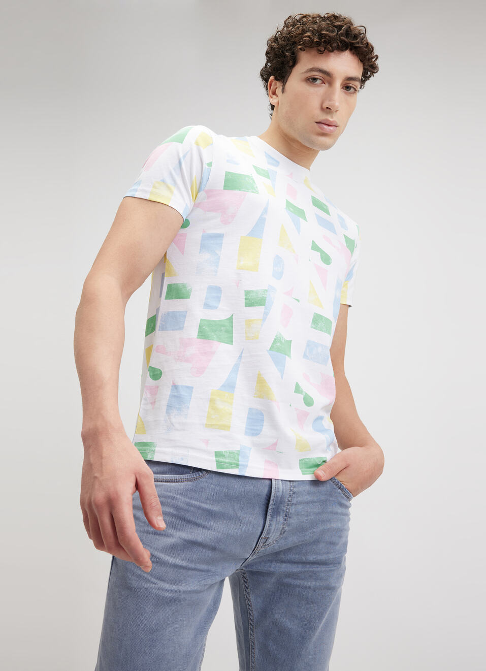 Men White Graphic Print Short Sleeve T-shirt, , large image number 0