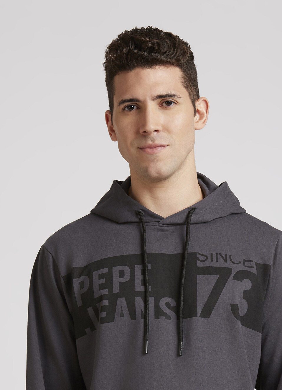 Grey Graphic Print Full Sleeve Hooded Sweatshirt, , large image number 4