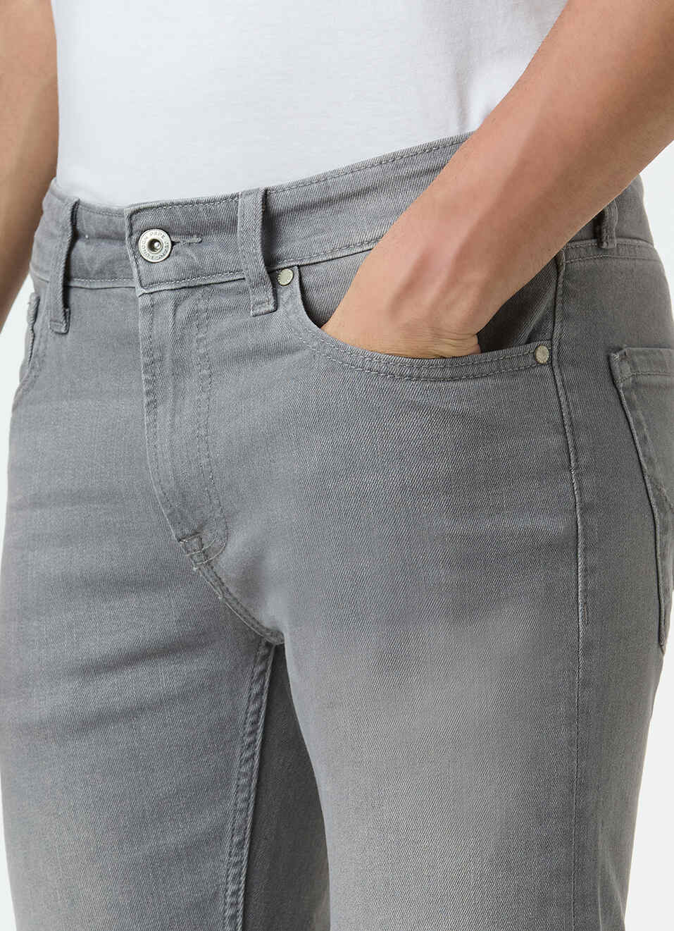 Men Grey Mid Rise Slim Fit Stretchable Jeans, , large image number 4