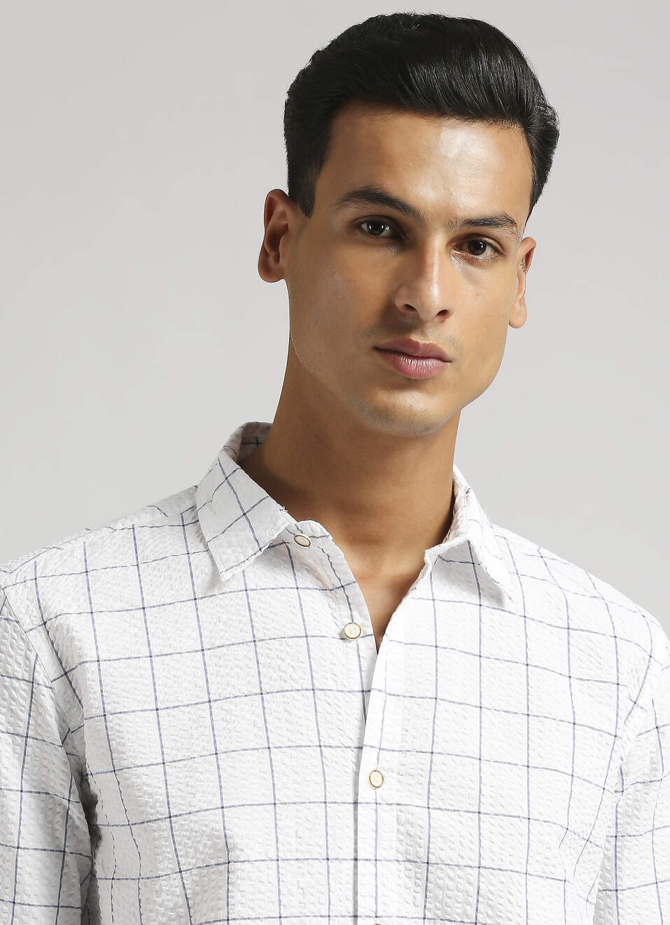 White Checks Seersucker Long Sleeve Shirt, , large image number 4
