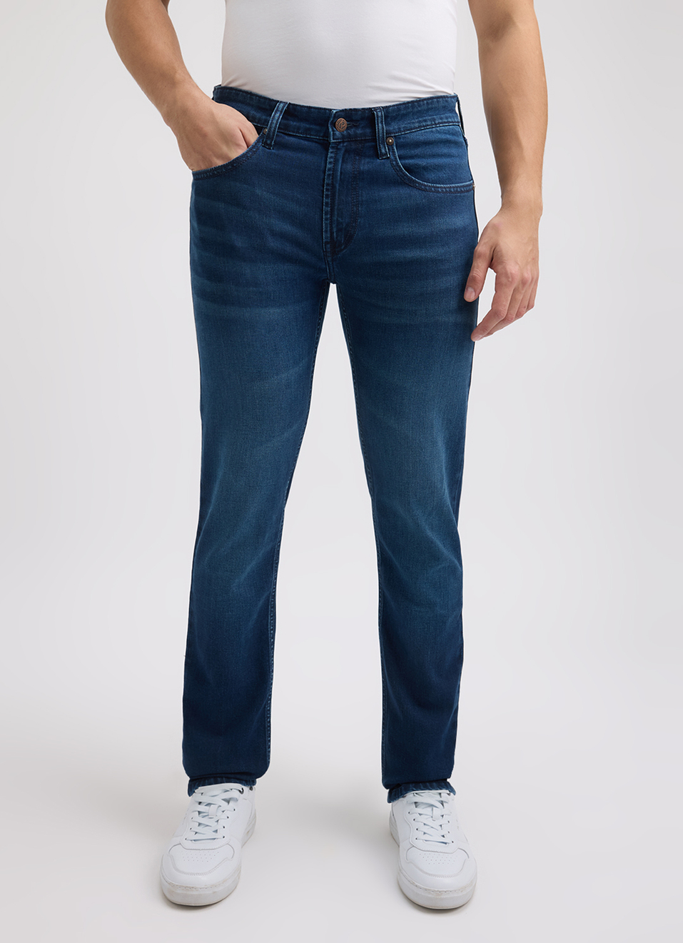 Men Blue Slim Fit Mid Rise Jeans , , large image number 1