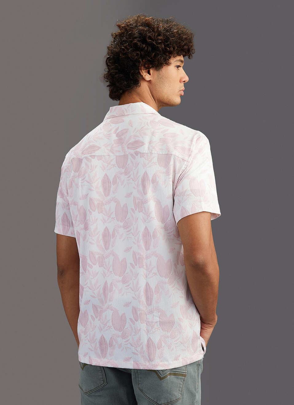 Men Pink Printed Relaxed Fit Resort Collar Shirt, , large image number 6