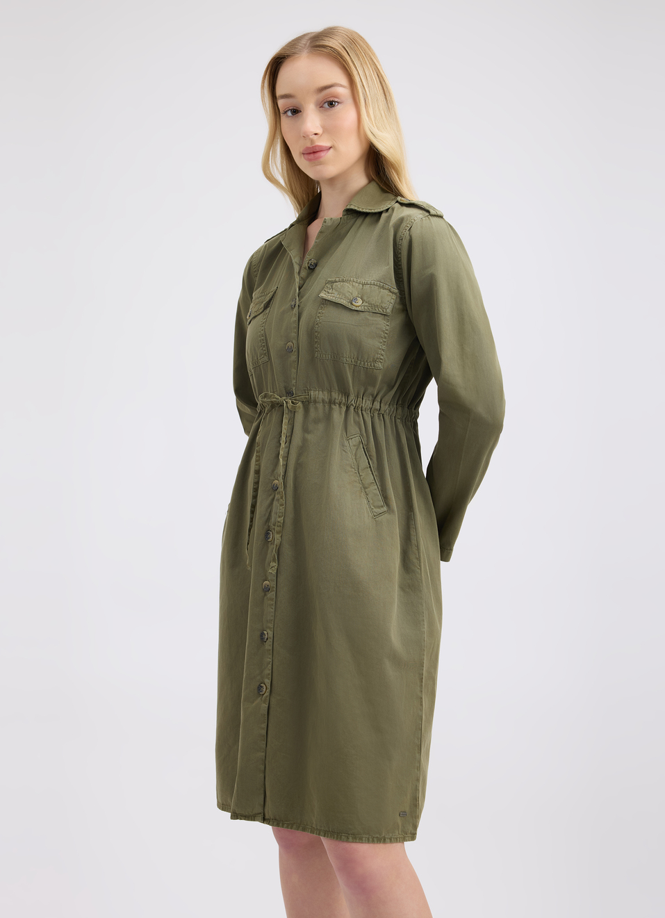 Women Green Overdyed Flap Pocket Utility Dress, , large image number 3