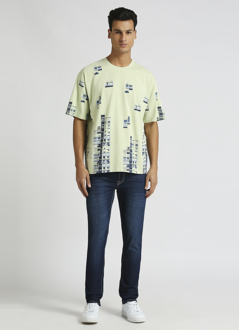 Green Graphic Print Oversized Short Sleeve T-shirt, , large image number 3