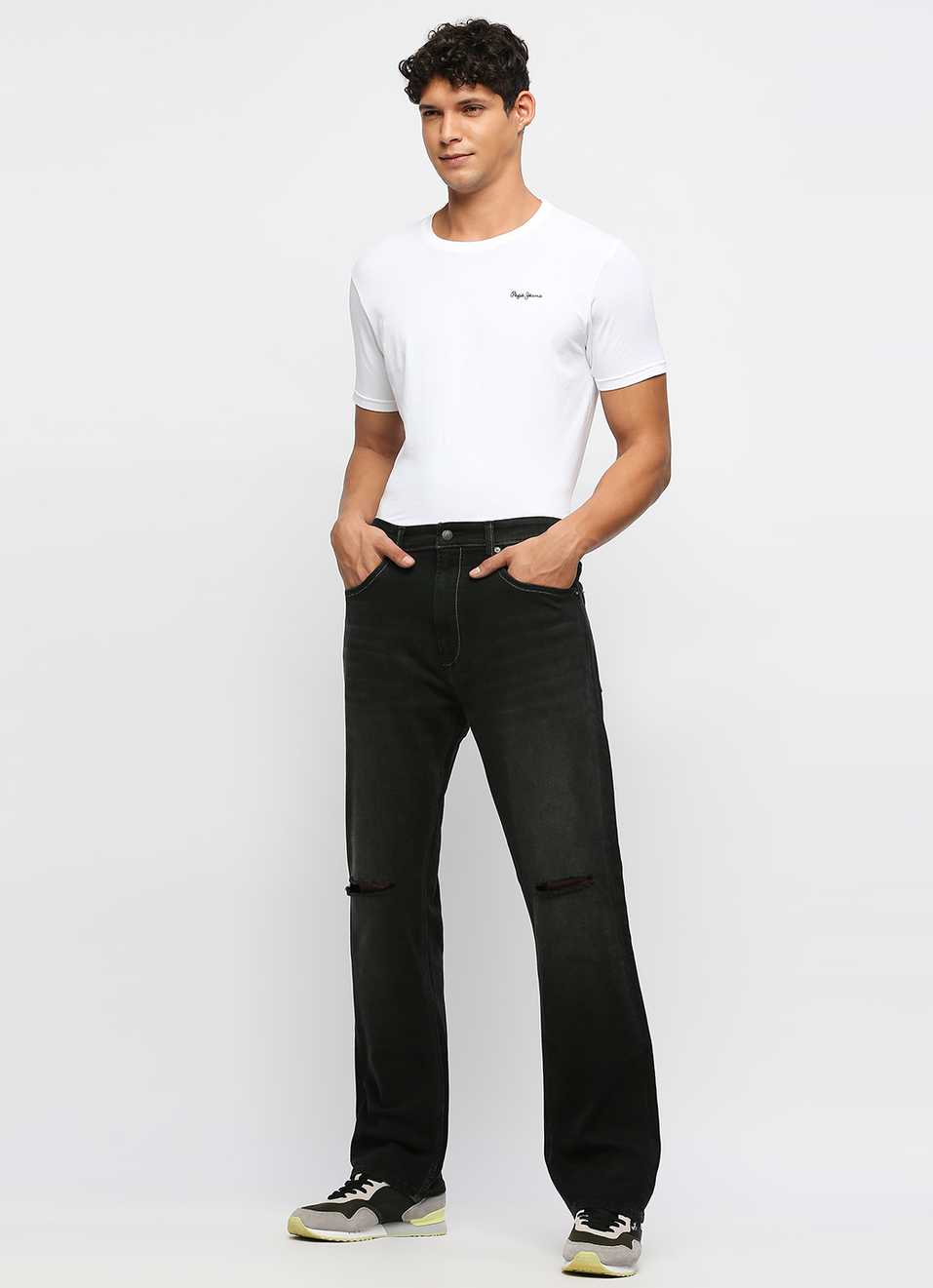 Marvis Black Mid Rise Straight Fit Jeans, , large image number 1