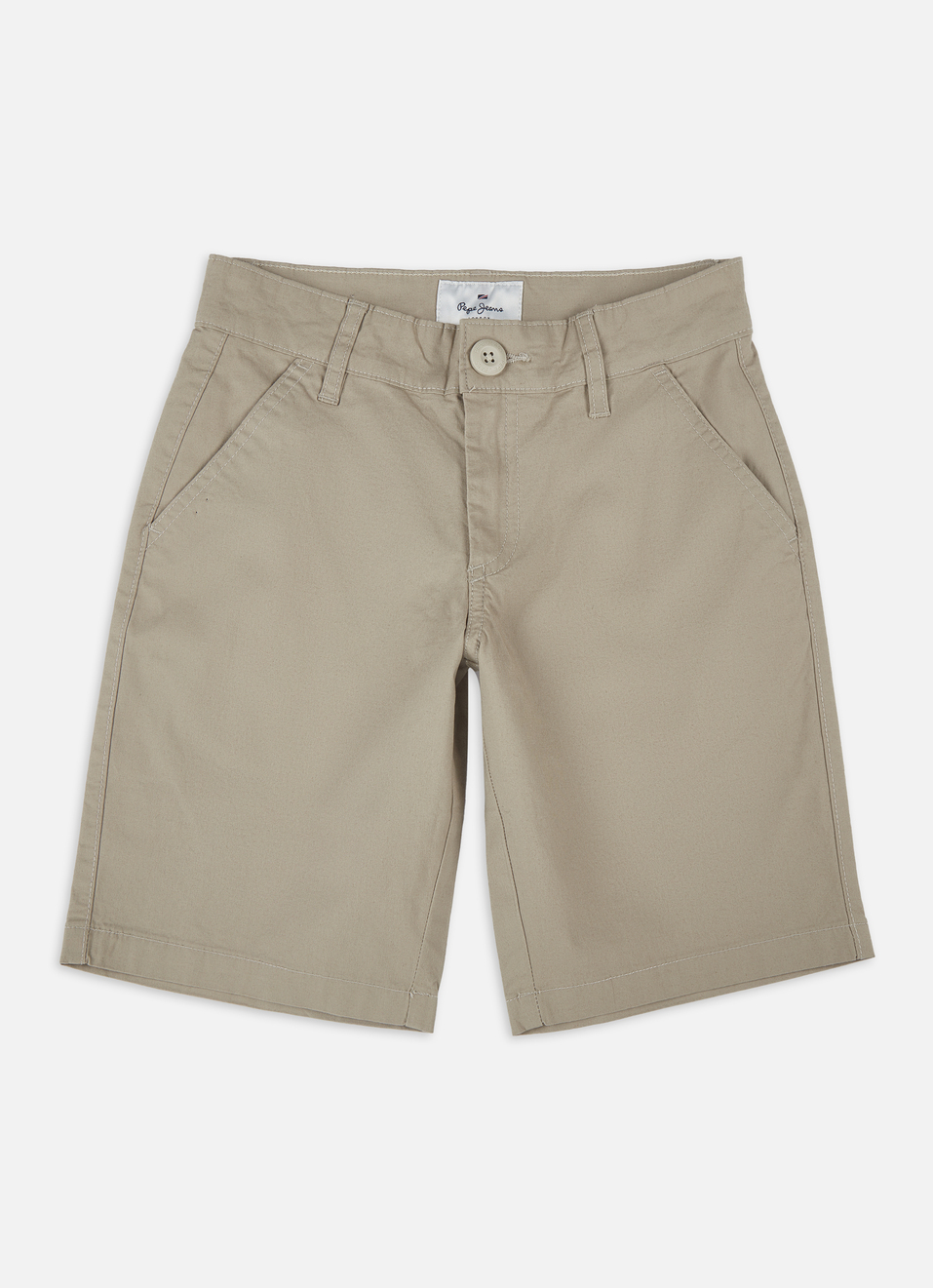 Boys Beige Mid Rise Stretch Shorts, , large image number 0