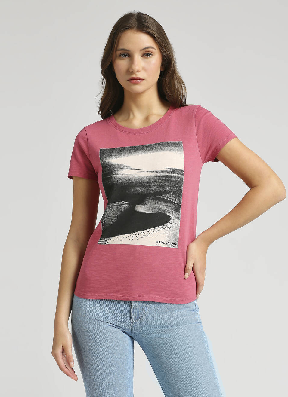 English Rose Pigment Graphic Print Short Sleeve T-shirt, , large image number 1