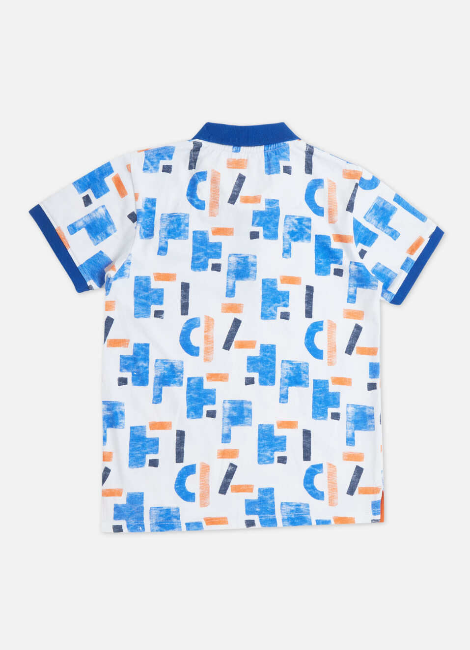 Boys Blue Typographic Print Short Sleeve Polo, , large image number 1