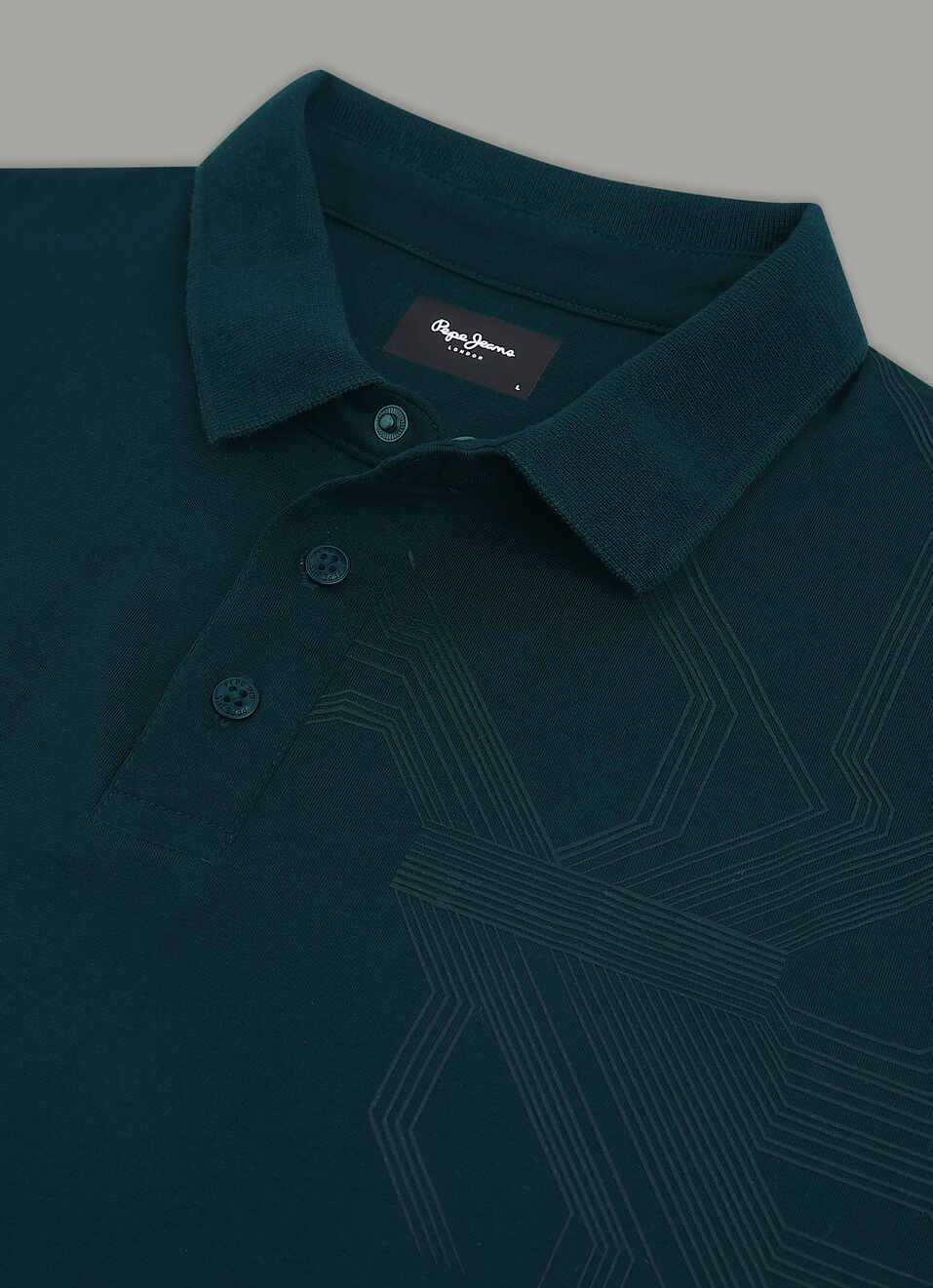 Men Teal Blue Geometric Print Polo, , large image number 7