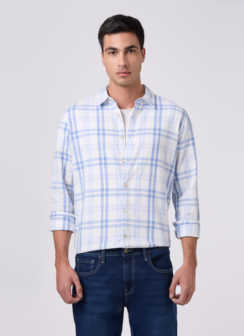 Men Sky Blue Checked Shirt