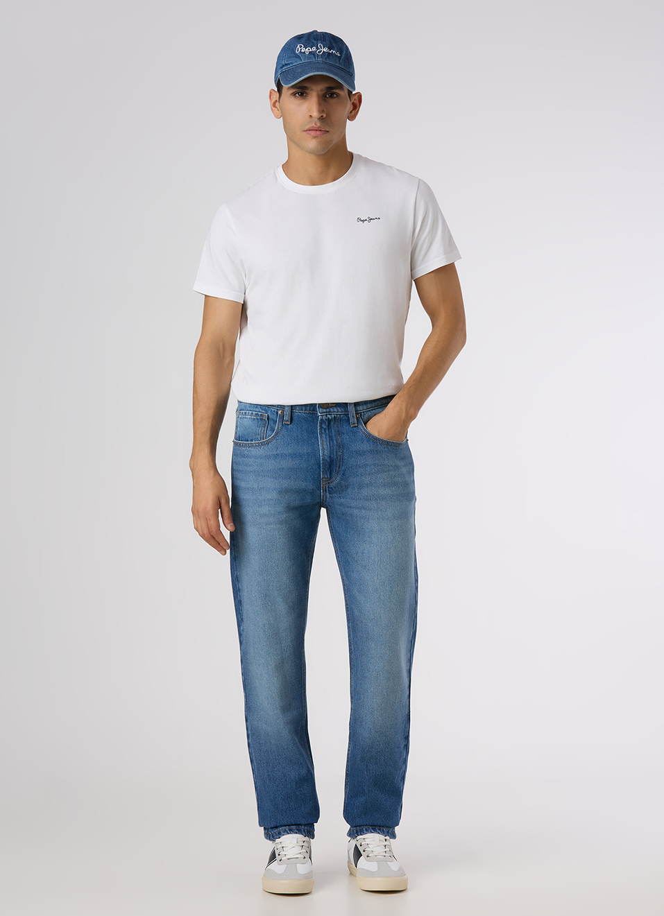 Men Light Blue Mid Rise Straight Fit Jeans, , large image number 1