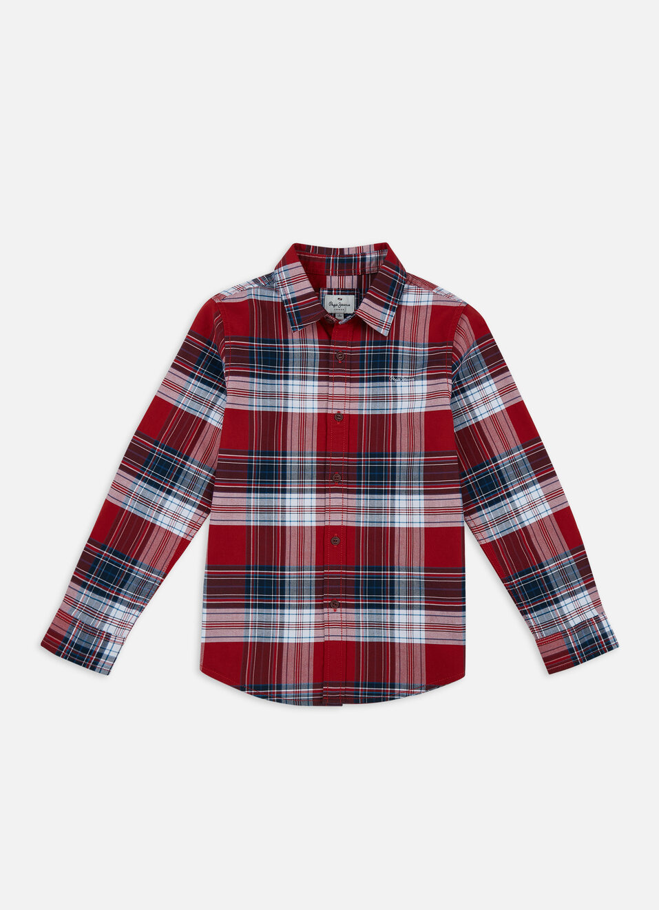 Boys Red Check Full Sleeve Oxford Shirt, , large image number 0