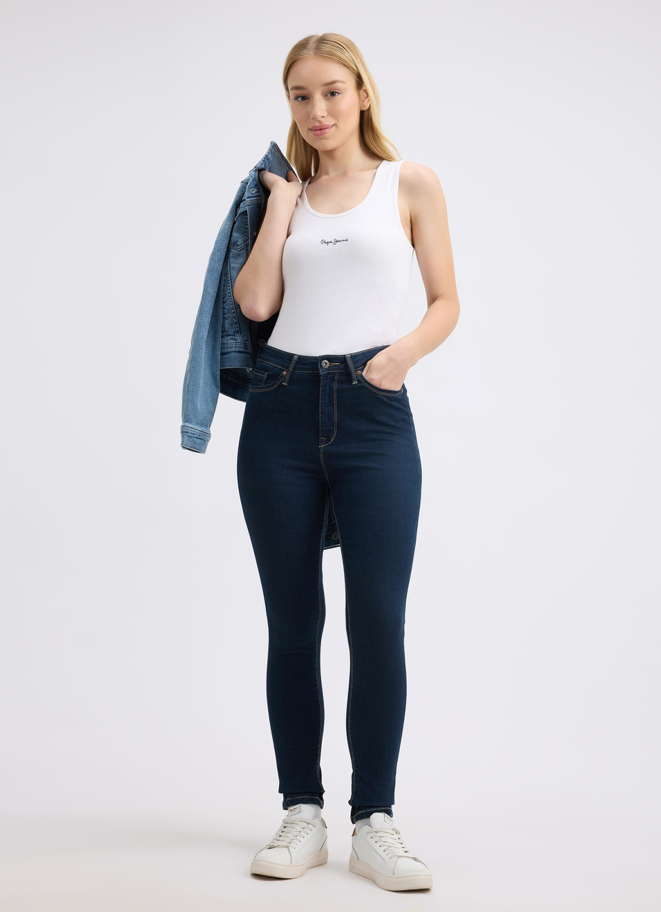Women Blue Skinny Fit High Rise Jeans , , large image number 5
