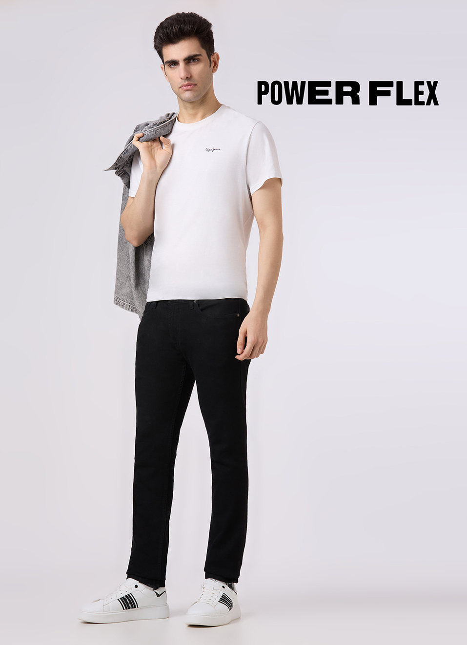 Men Black Slim Fit Low Rise Powerflex Jeans, , large image number 1