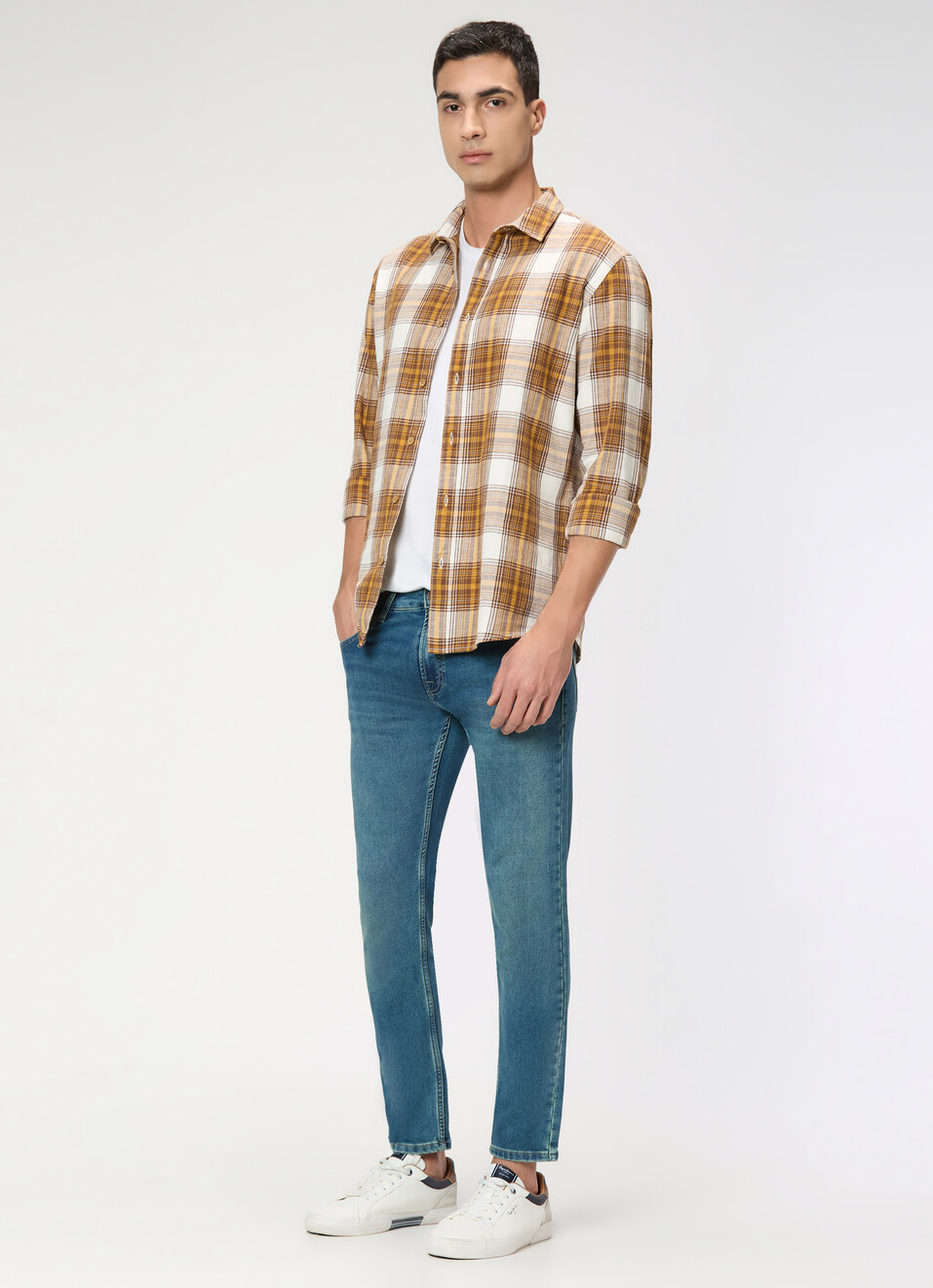 Men Brown Checked Shirt, , large image number 5