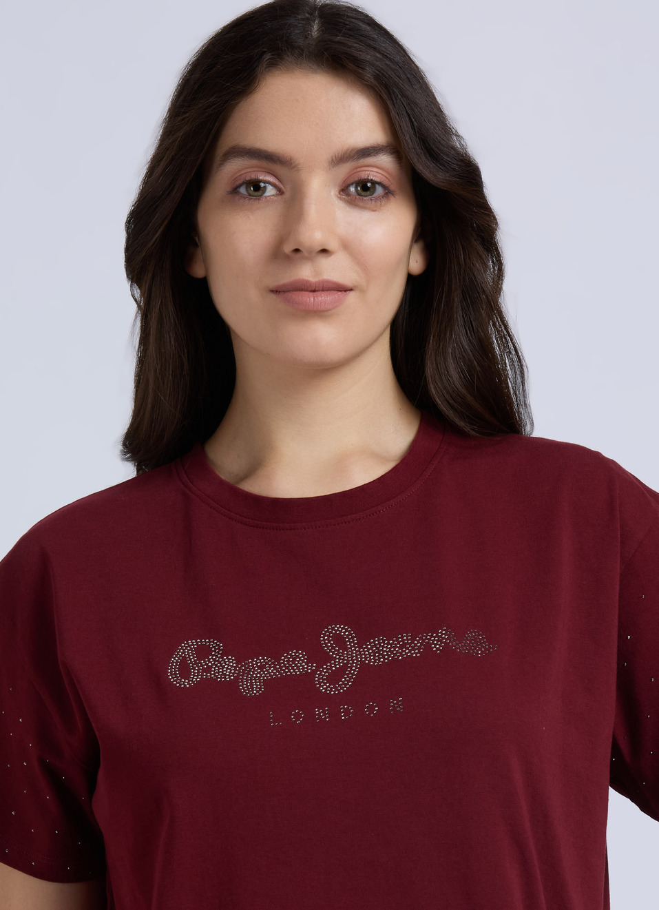 Burgundy Embellished Short Sleeve T-shirt, , large image number 4