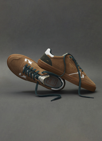 Men Brown Suede Leather Sneakers With Anti-skid Rubber Sole