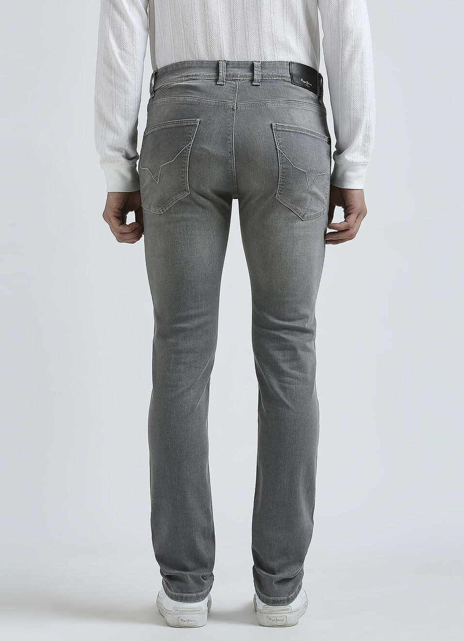 Vapour Grey Mid Rise Slim Powerflex Jeans, , large image number 3