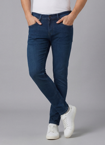 Men Blue Mid Rise Slim Fit Powerflex Jeans