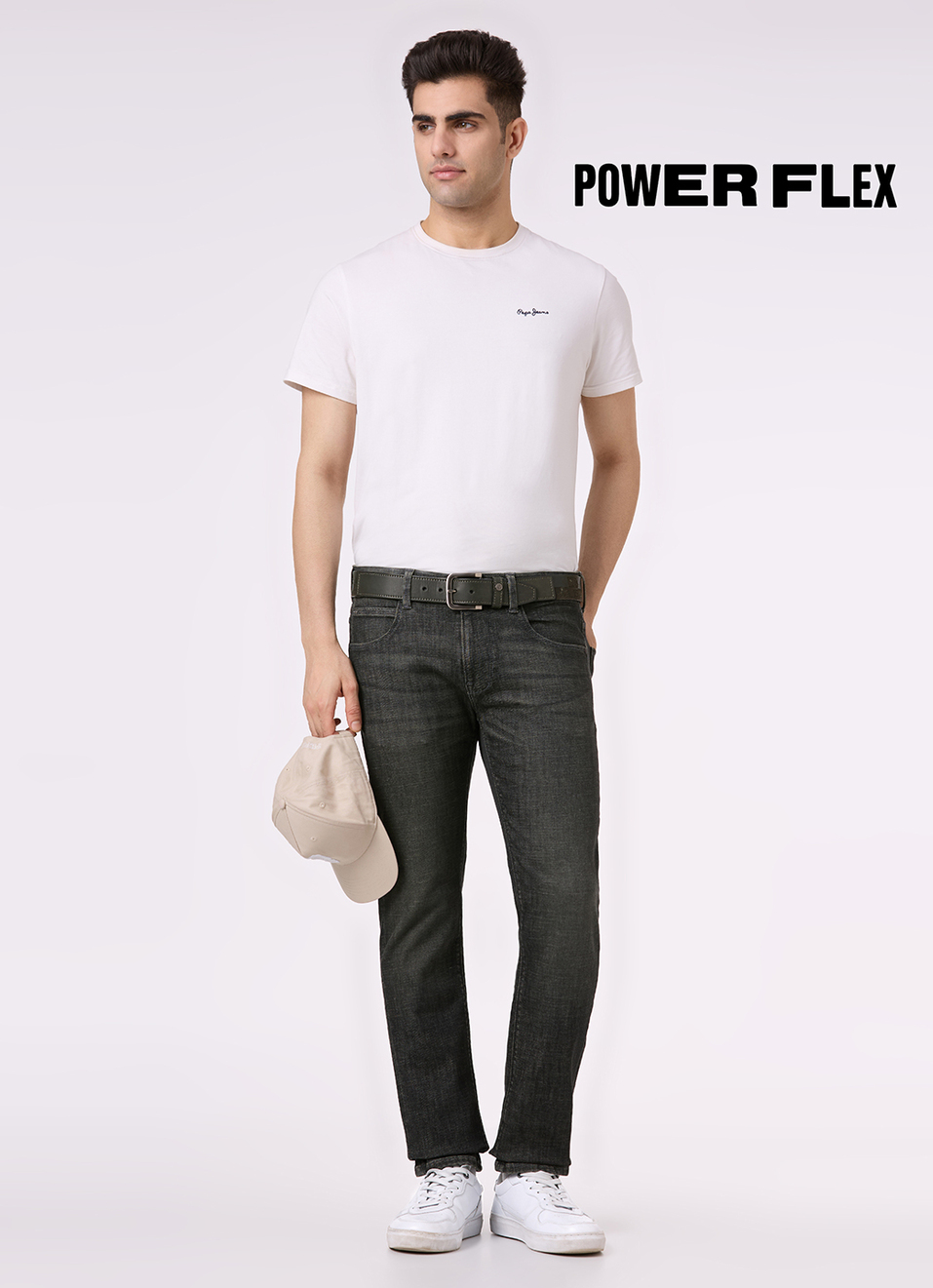 Men Black Low Rise Slim Fit Tapered Powerflex Jeans, , large image number 1