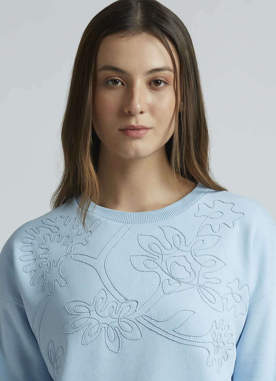 Blue Embroidered Full Sleeve Sweatshirt, , large image number 4