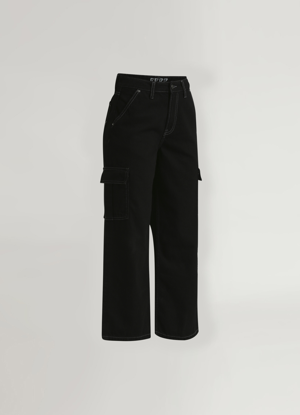 Cargo Straight High Rise Black Jeans, , large image number 7