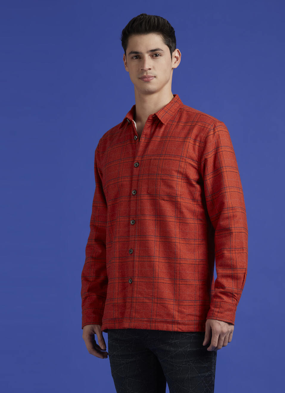 Rust Check Full Sleeve Oversized Shirt, , large image number 3