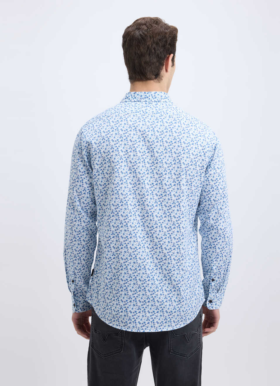 Men Blue Floral Print Full Sleeve Shirt, , large image number 2