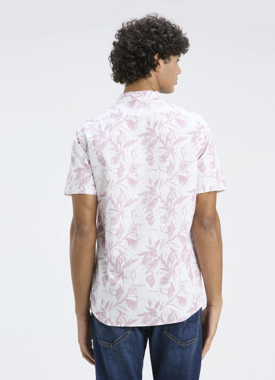 Men Purple Botanical Print Short Sleeve Shirt, , large image number 2