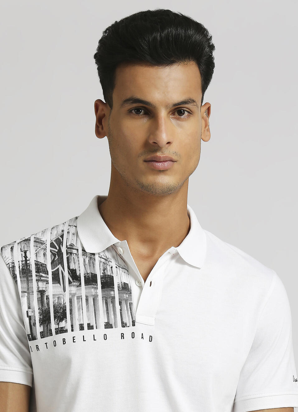 White Trendy Graphic Print Short Sleeve Polo , , large image number 4