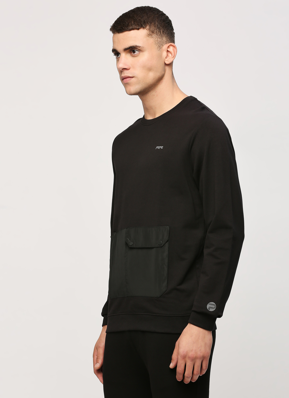 Black Long Sleeve Stretch Sweatshirt, , large image number 3
