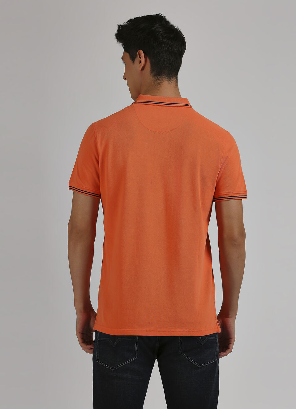 Gold Flock Print Contrast Tipping Detail Polo, , large image number 2
