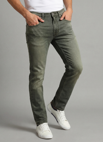 Vapour Green Tinted Low Rise Tapered Gymindigo Jeans