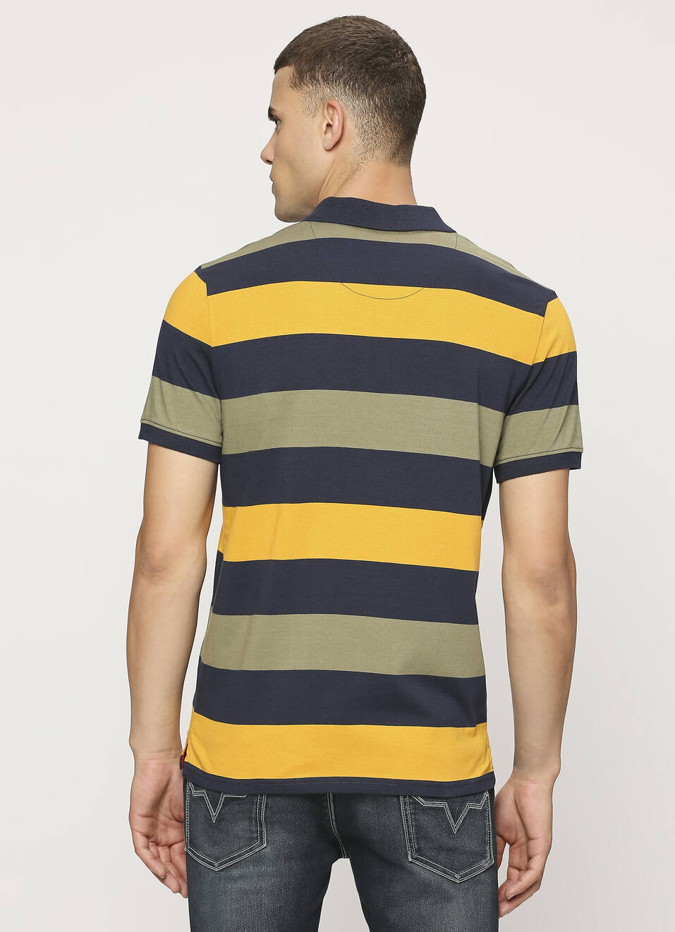 Navy Striped Short Sleeve Polo, , large image number 2