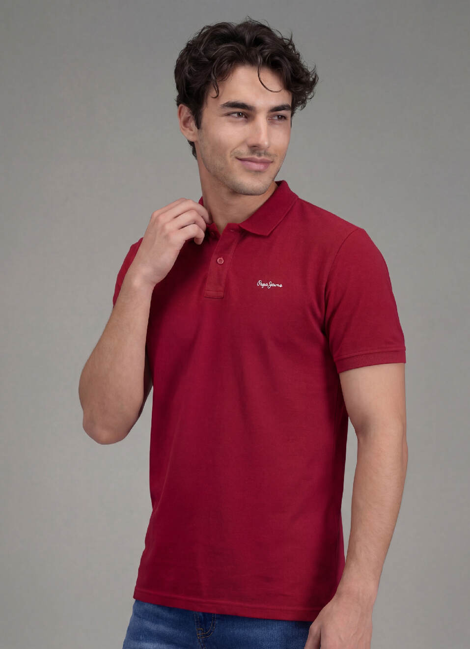 Men Red Solid Short Sleeves Polo, , large image number 6