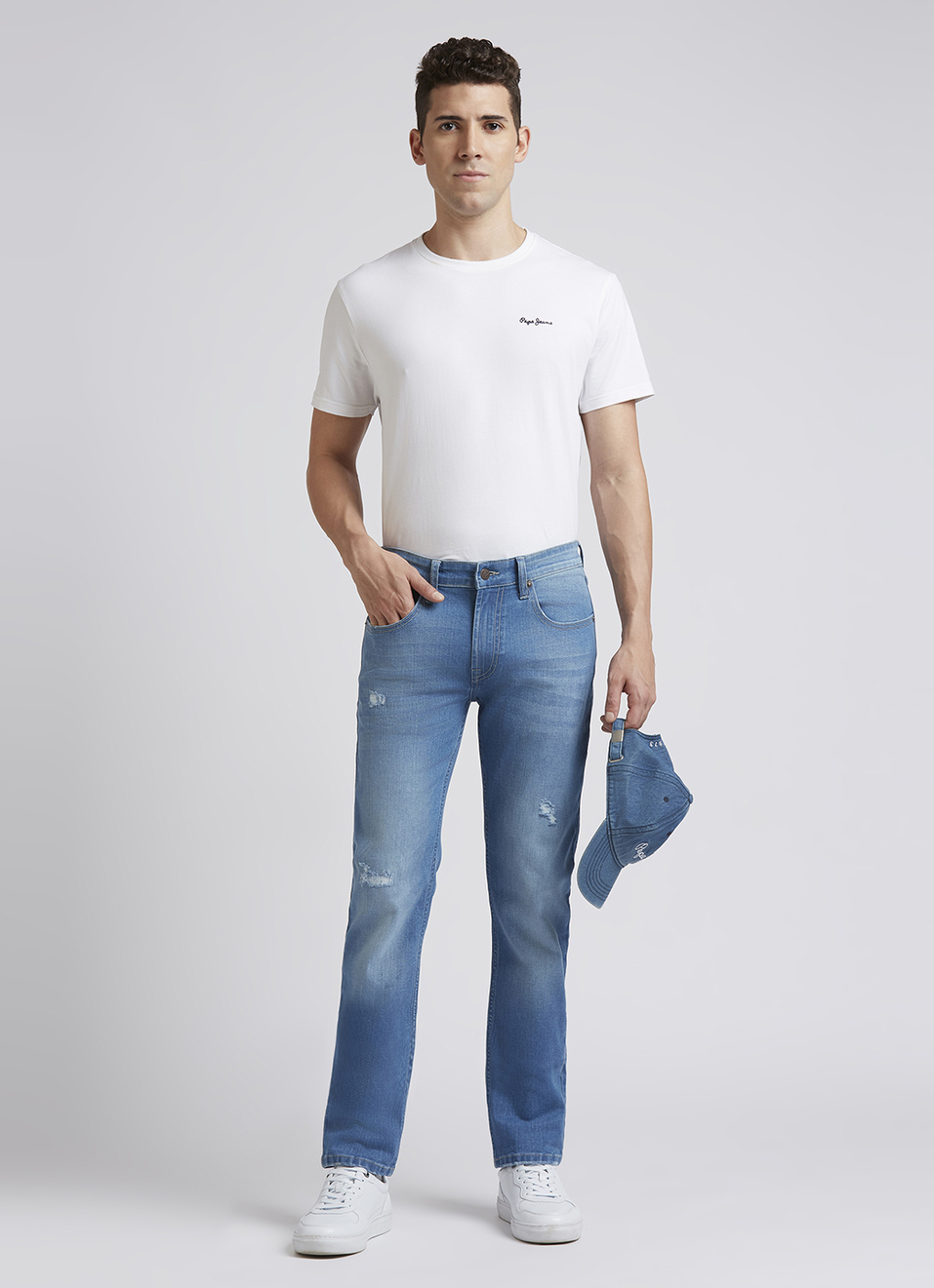 Vapour Blue Mid Rise Slim Jeans, , large image number 1
