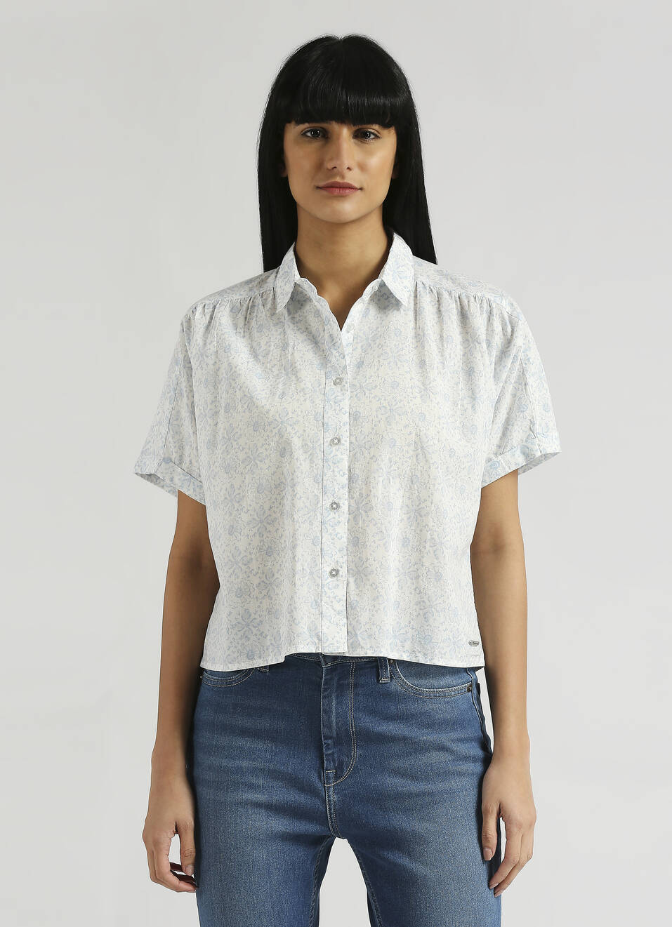 Blue All Over Print Extended Sleeve Shirt, , large image number 1