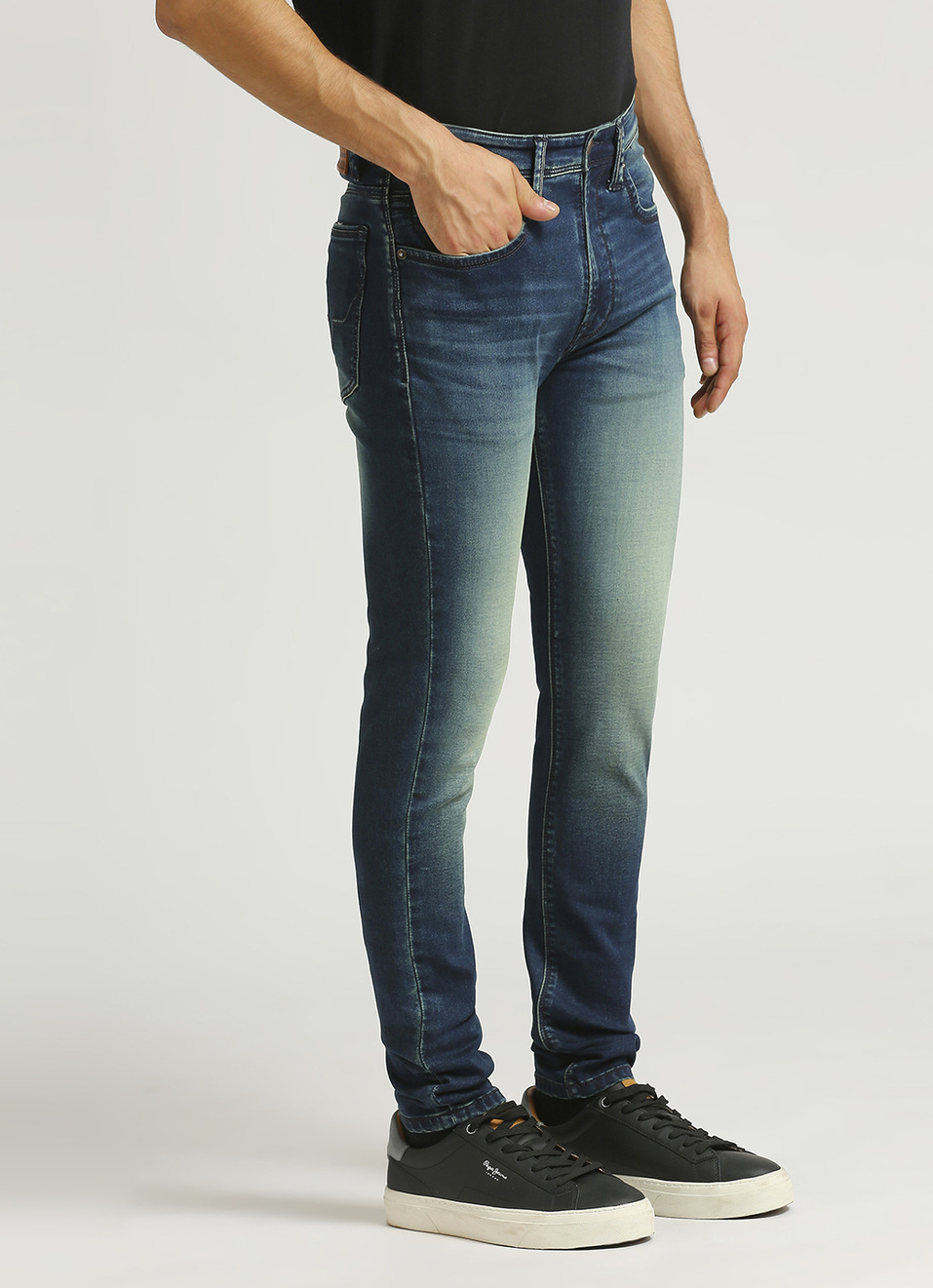 Chinox Dark Blue Mid Rise Skinny Fit Gymindigo Jeans, , large image number 5