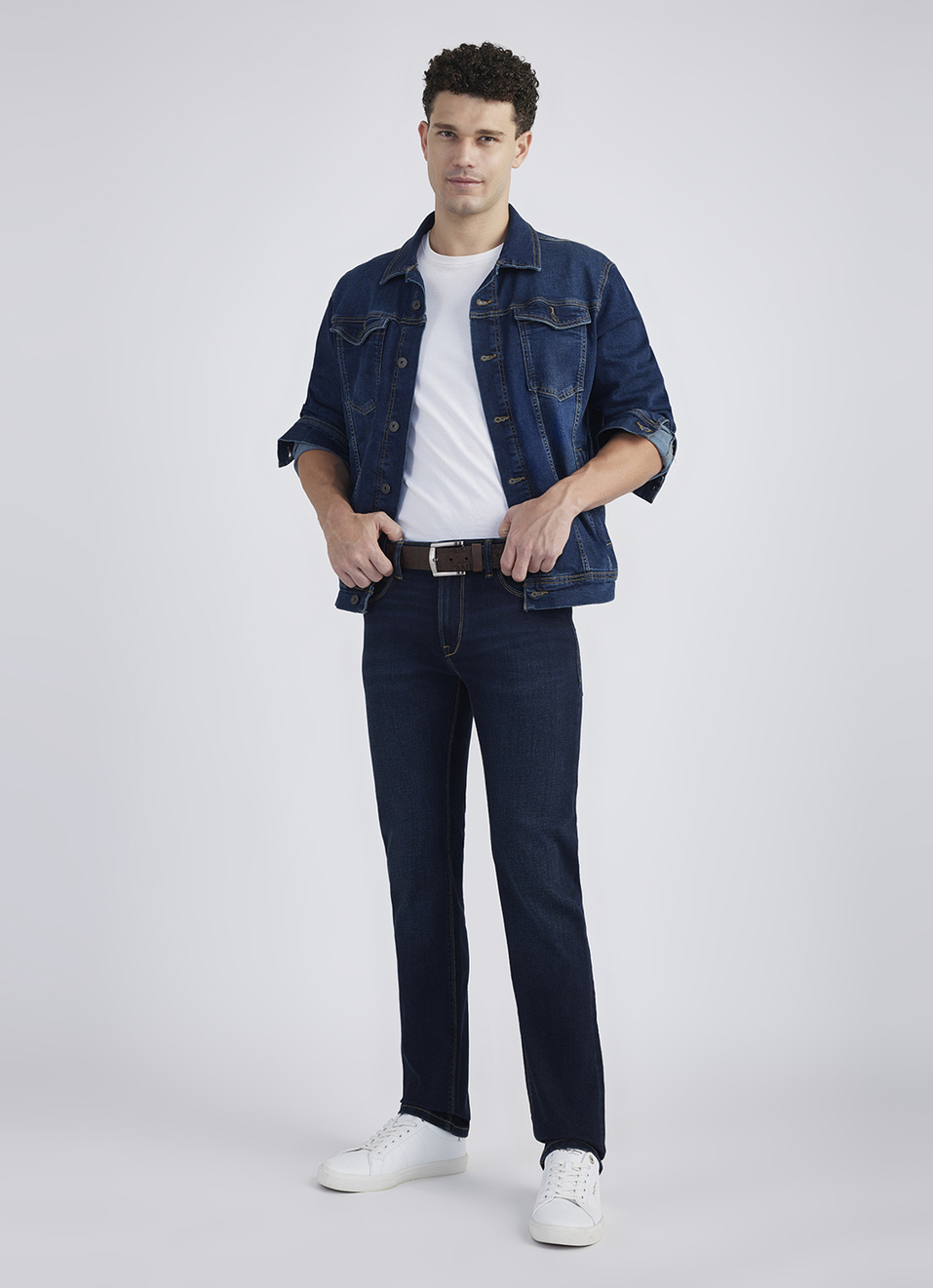 Men Blue Mid Rise Slim Powerflex Extra Stretchable Jeans, , large image number 1